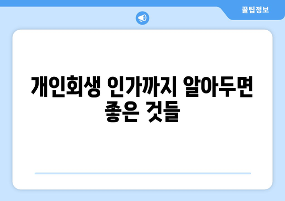 개인회생 인가까지 알아두면 좋은 것들