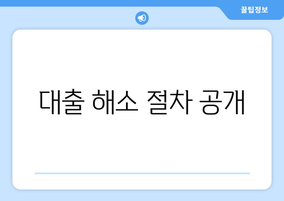 대출 해소 절차 공개