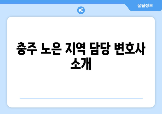 충주 노은 지역 담당 변호사 소개