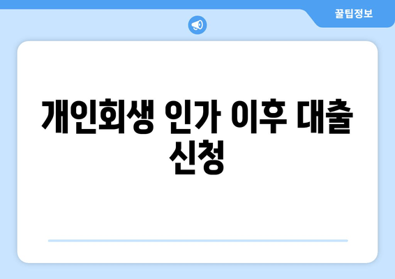 개인회생 인가 이후 대출 신청