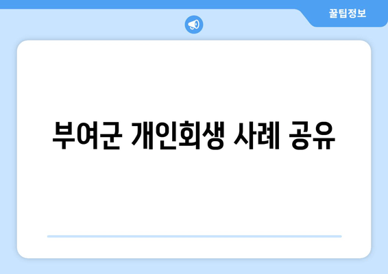 부여군 개인회생 사례 공유