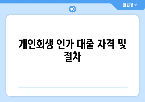 개인회생 인가 대출 자격 및 절차