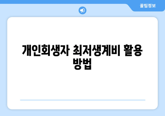 개인회생자 최저생계비 활용 방법