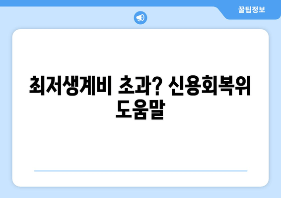 최저생계비 초과? 신용회복위 도움말