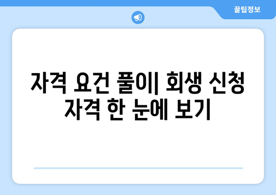 자격 요건 풀이| 회생 신청 자격 한 눈에 보기