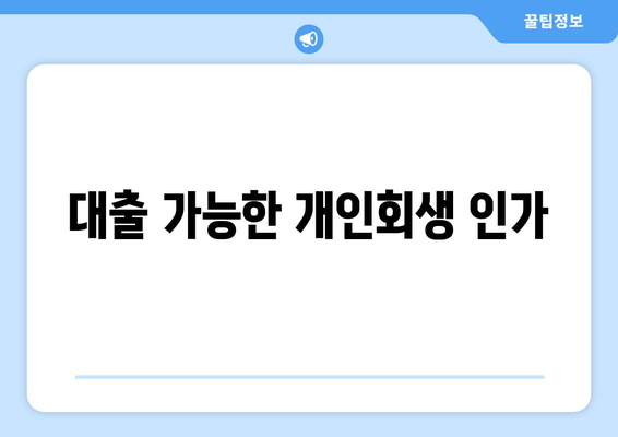 대출 가능한 개인회생 인가