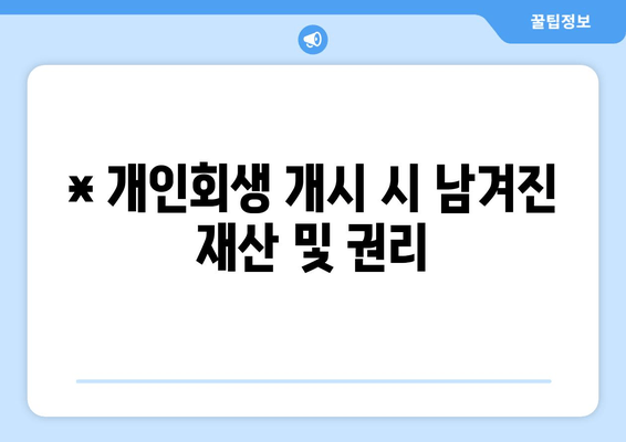 * 개인회생 개시 시 남겨진 재산 및 권리