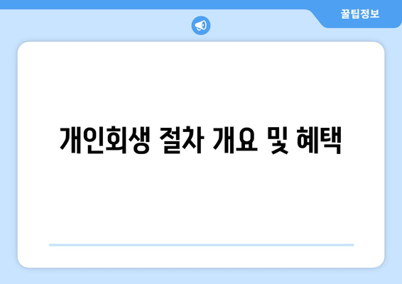 개인회생 절차 개요 및 혜택