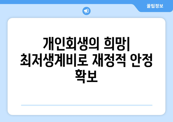 개인회생의 희망| 최저생계비로 재정적 안정 확보