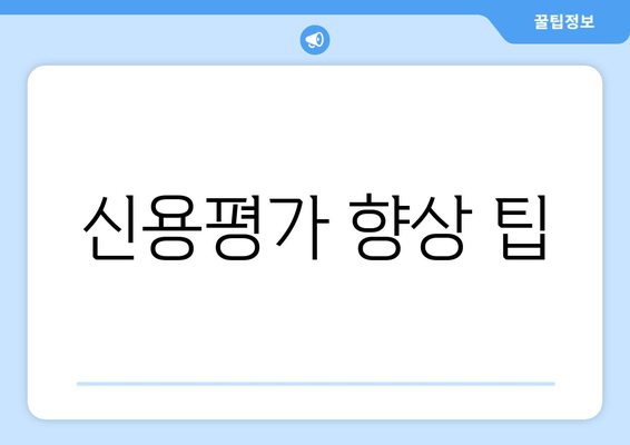 신용평가 향상 팁