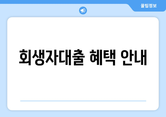 회생자대출 혜택 안내