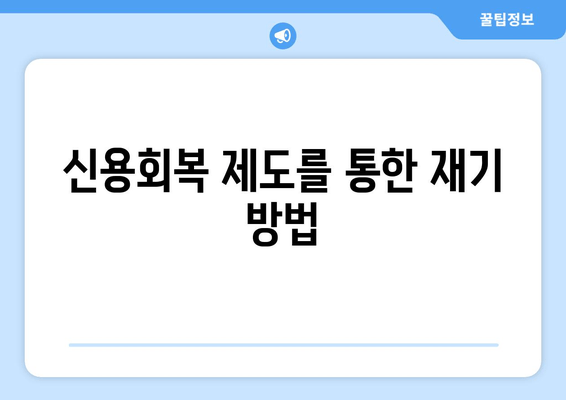 신용회복 제도를 통한 재기 방법