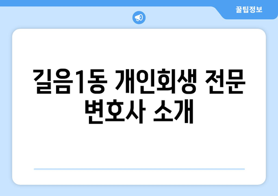 길음1동 개인회생 전문 변호사 소개