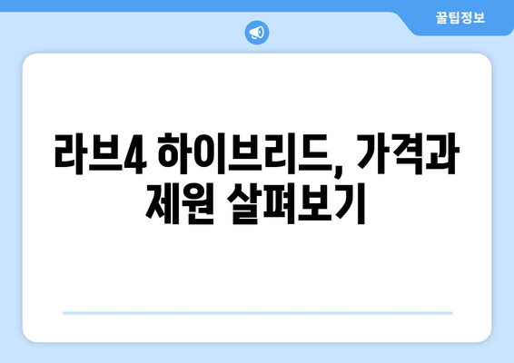 2024년 토요타 라브4 하이브리드 완벽 가이드 | 가격, 제원, 시승 후기, 장단점 비교