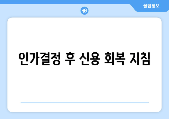 인가결정 후 신용 회복 지침