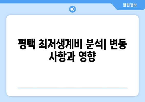 평택 최저생계비 분석| 변동 사항과 영향