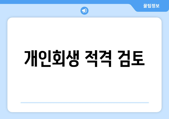 개인회생 적격 검토