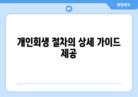 개인회생 절차의 상세 가이드 제공