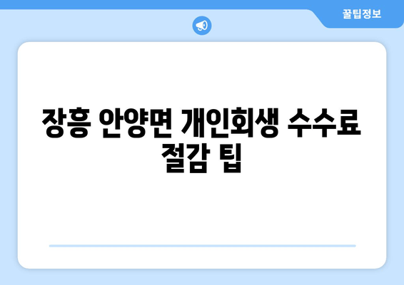 장흥 안양면 개인회생 수수료 절감 팁