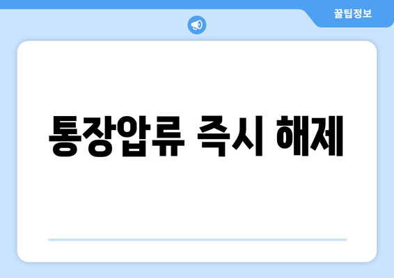 통장압류 즉시 해제