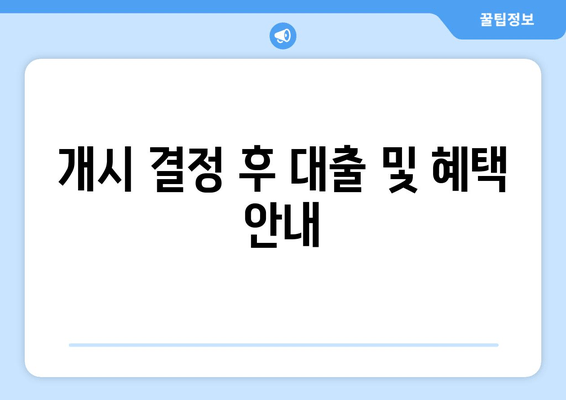 개시 결정 후 대출 및 혜택 안내