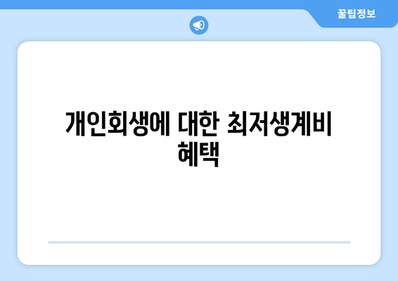 개인회생에 대한 최저생계비 혜택