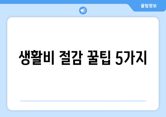 생활비 절감 꿀팁 5가지