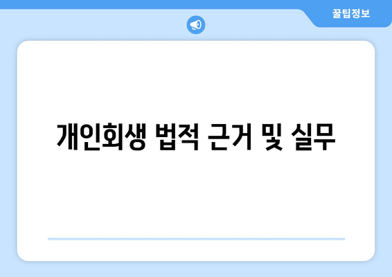 개인회생 법적 근거 및 실무