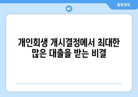 개인회생 개시결정에서 최대한 많은 대출을 받는 비결