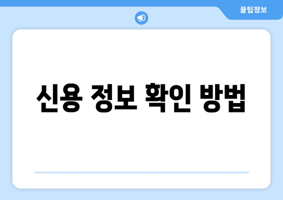 신용 정보 확인 방법