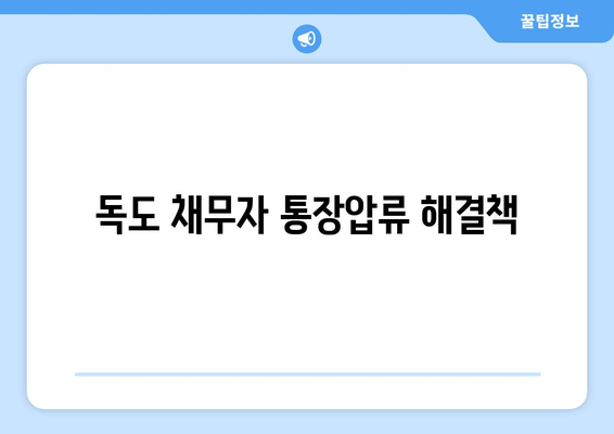 독도 채무자 통장압류 해결책