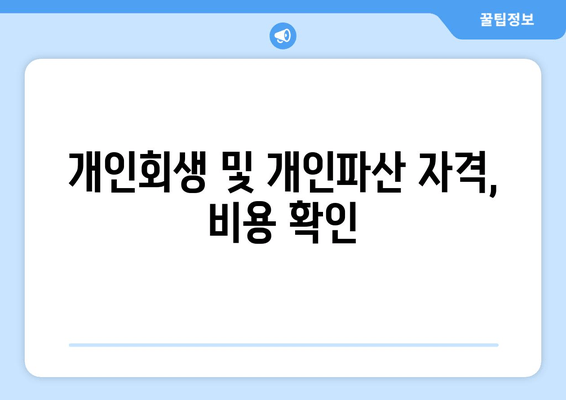 개인회생 및 개인파산 자격, 비용 확인