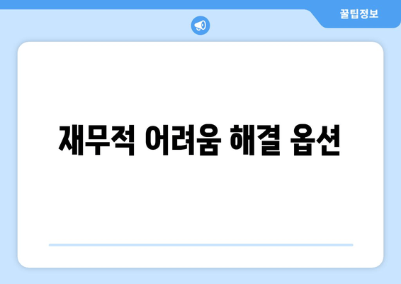 재무적 어려움 해결 옵션