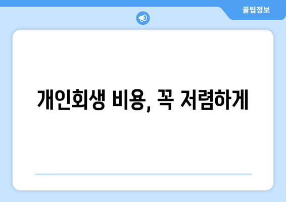 개인회생 비용, 꼭 저렴하게