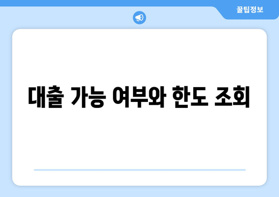 대출 가능 여부와 한도 조회