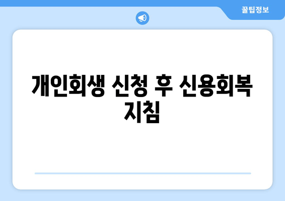 개인회생 신청 후 신용회복 지침