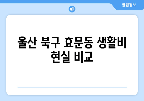 울산 북구 효문동 생활비 현실 비교