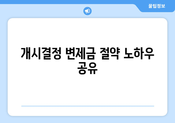 개시결정 변제금 절약 노하우 공유