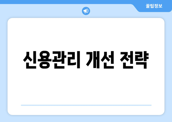 신용관리 개선 전략