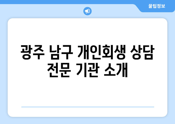 광주 남구 개인회생 상담 전문 기관 소개