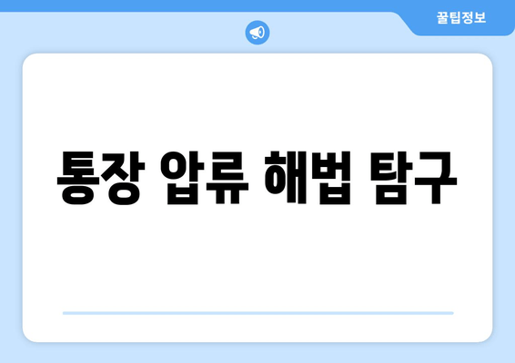 통장 압류 해법 탐구