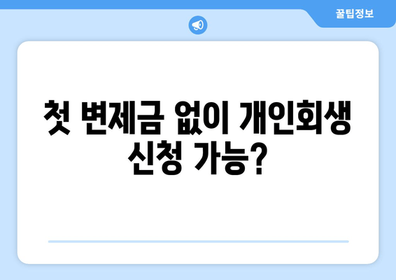 첫 변제금 없이 개인회생 신청 가능?