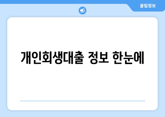 개인회생대출 정보 한눈에