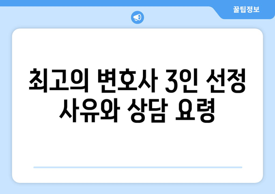 최고의 변호사 3인 선정 사유와 상담 요령