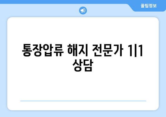 통장압류 해지 전문가 1|1 상담