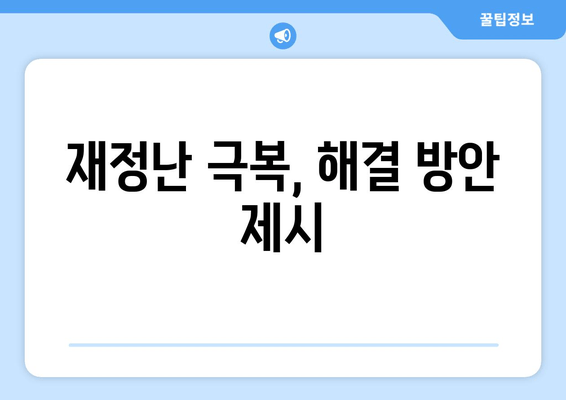 재정난 극복, 해결 방안 제시