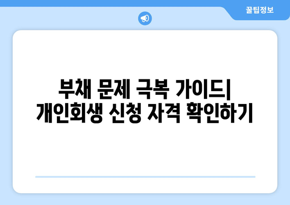 부채 문제 극복 가이드| 개인회생 신청 자격 확인하기