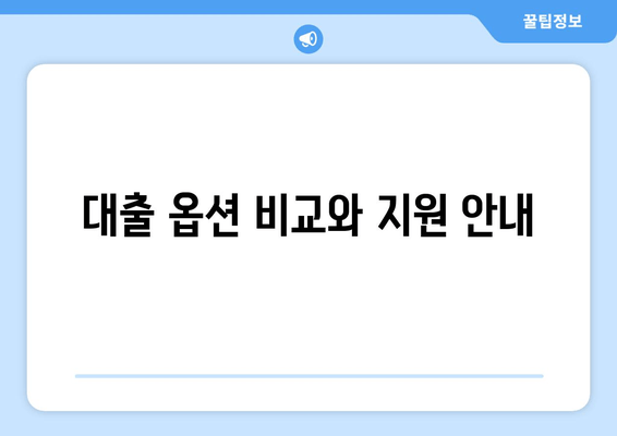 대출 옵션 비교와 지원 안내