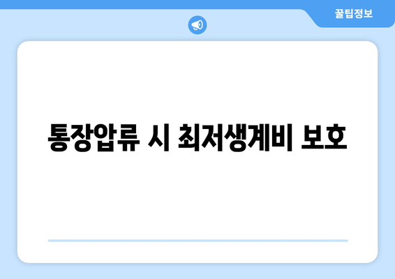 통장압류 시 최저생계비 보호