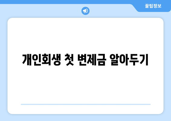 개인회생 첫 변제금 알아두기